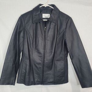 Worthington 100% Genuine Leather Jacket, Black, Women's Size Small